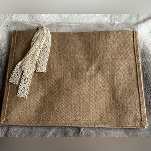 Natural Jute Tote Bag with Lace Bow